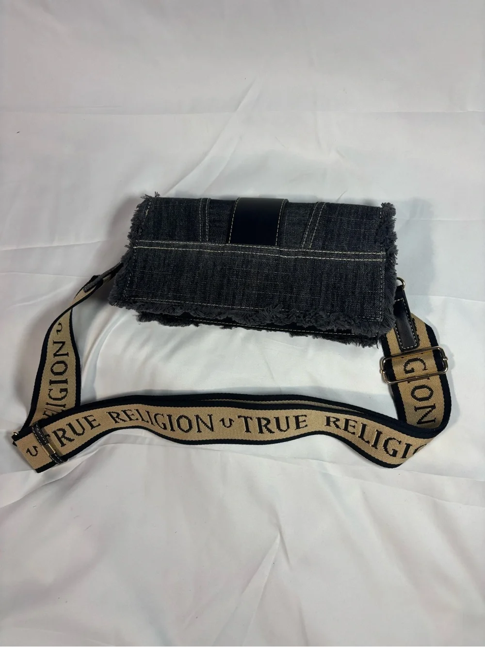 True Religion Denim Horseshoe Crossbody Shoulder Bag – Black